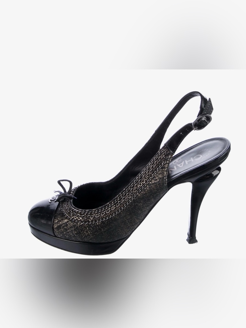 Chanel Interlocking CC Logo Suede Slingback Pump